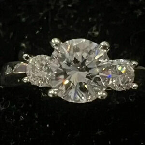 3ct Round Cut 3-Stone Signity CZ Engagement Wedding sterling silver Ring